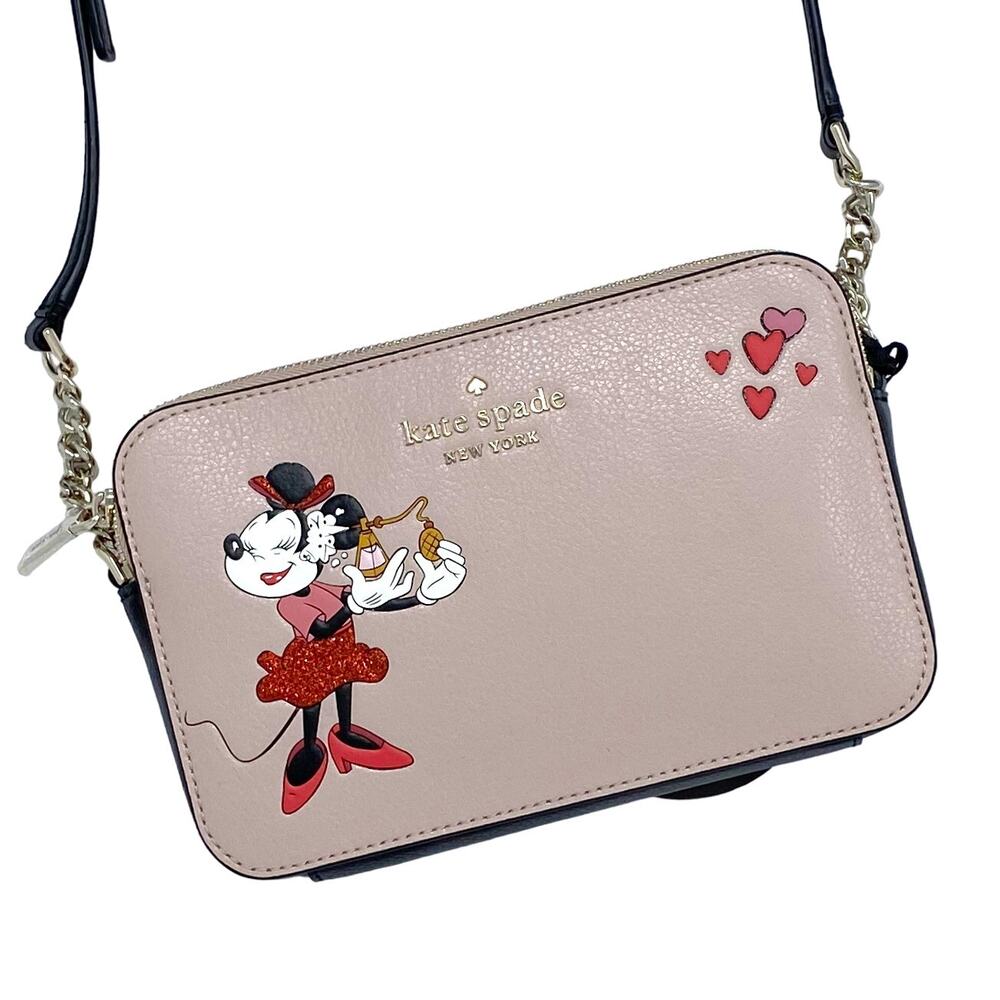 Kate Spade Disney Minnie Mouse Double-Zip Crossbody Purse Leather wlr00297